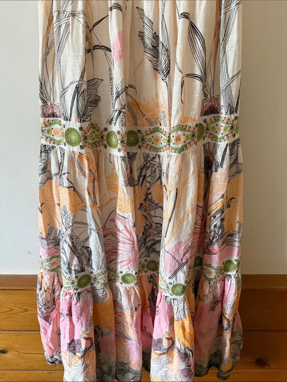Anthropology Square Neck Floral Tiered Maxi Dress S - Picture 6 of 9
